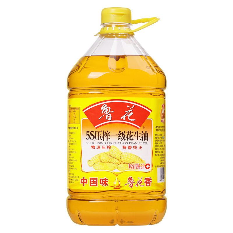 鲁花 食用油 5L 花生油 压榨一级，保质期18个月