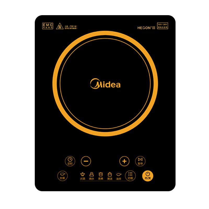 美的/Midea 电磁炉 HT2218HM 轻触控制 3级 2200W 哑光蓝盾微晶面板