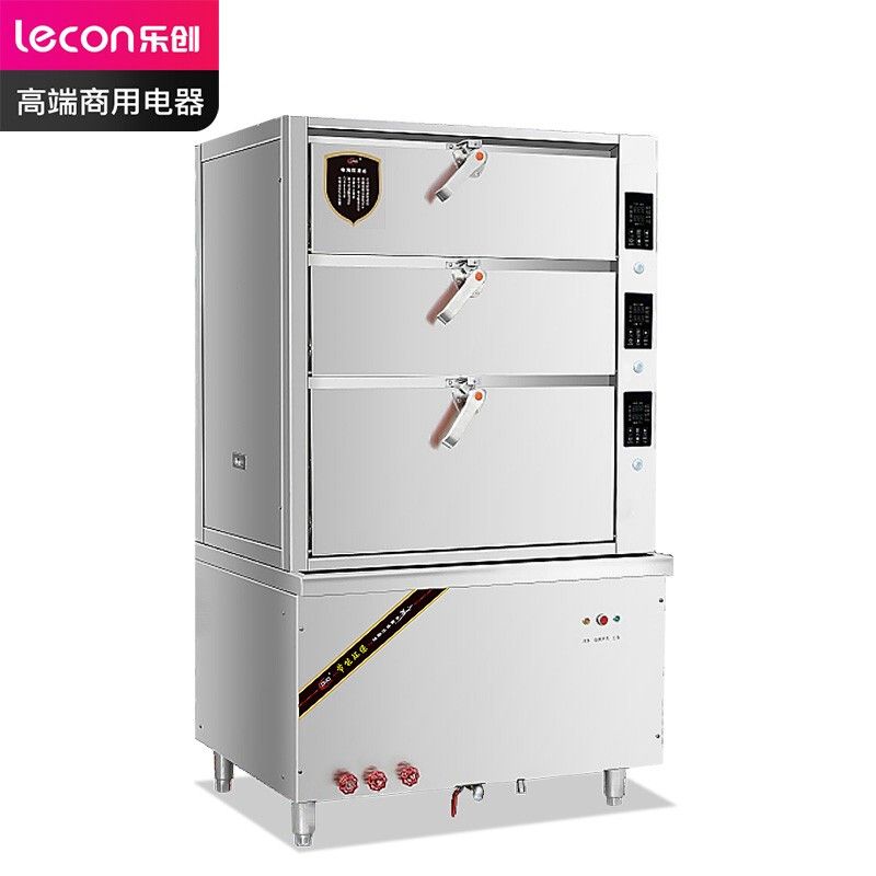 乐创/lecon 蒸柜 LC-J-HXD3X 电压380V、功率18KW、尺寸1060*830*1830mm