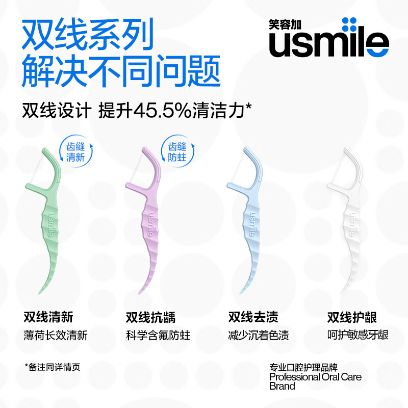 usmile牙线棒双线抗龋牙线棒（净萃曦柠）50支